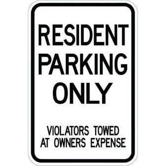Resident Parking Only Violator Parking Signs Metal Sign Tin Sign 12x16 Inch - Caution Safety Warning Security Signs Indoor & Outdoor Signs for Home, Office, Work