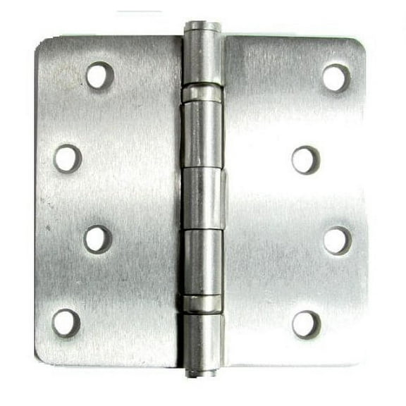 Residential Ball Bearing Hinges, 4" X 4" 1/4" Radius in Satin Nickel - 2 Pack