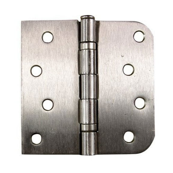 Residential Ball Bearing Hinges, 4" X 4" Square w 5/8" Radius Corner Satin Nickel - 2 Pack