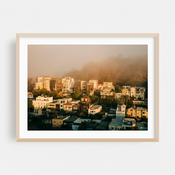 Residential Corona Heights 01 - San Francisco California Photography Cityscape Architecture Sunset Landscape Scenic Oak Framed Wall Art Print 5 x 7 inches