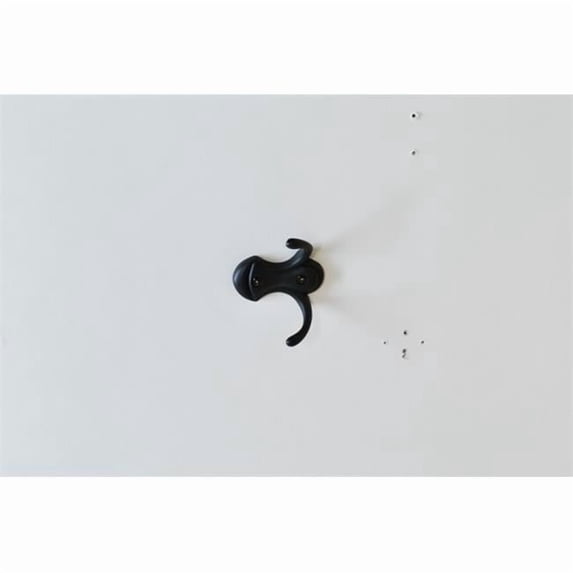 Residential Essentials 10602BK Horizontal Double Robe Coat Hook- Black