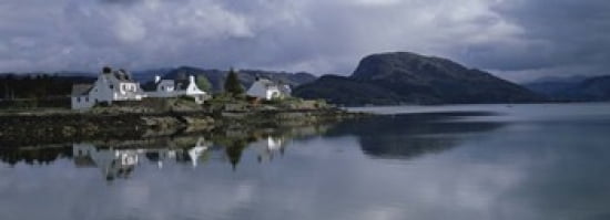 Residential Structure On The Waterfront Plockton Highlands Scotland United Kingdom Canvas Art - Panoramic Images (36 x 13)