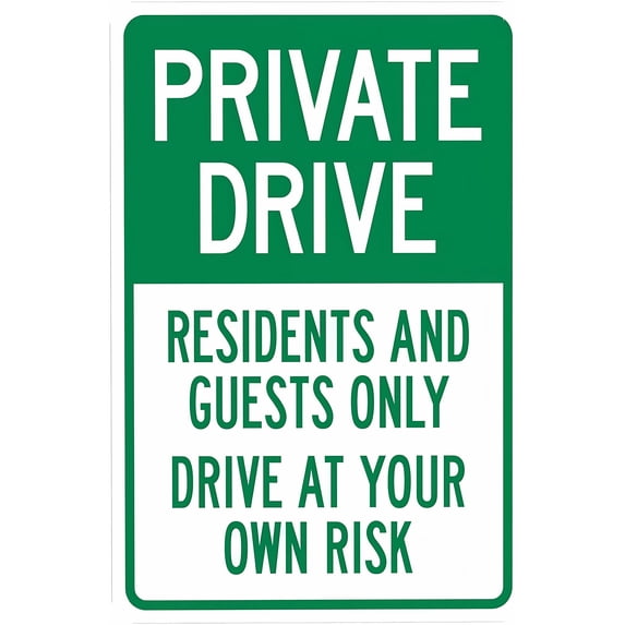 Residents And Guests Only Drive At Your Own Risk Warning Sign - 8"x12", Metal Security Decor for Home, Business, Yard, Garden, Office, Street, Road, Outdoor/Indoor