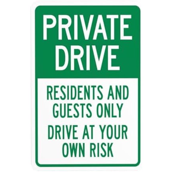 Residents And Guests Only Drive At Your Own Risk Warning Sign, Driveway Security Metal Signs for Business Home Outdoor Indoor Garage Street Wall Safety Caution Custom Decor 8 x 12 Inch