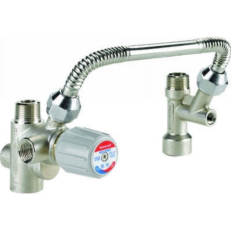 Resideo Braukmann AMX302TLF DirectConnect Water Heater Kit w/ 3/4'' Mixing Valve, 11'' SS Corrugated Hose Connector (Lead Free), replacement for AMX302T