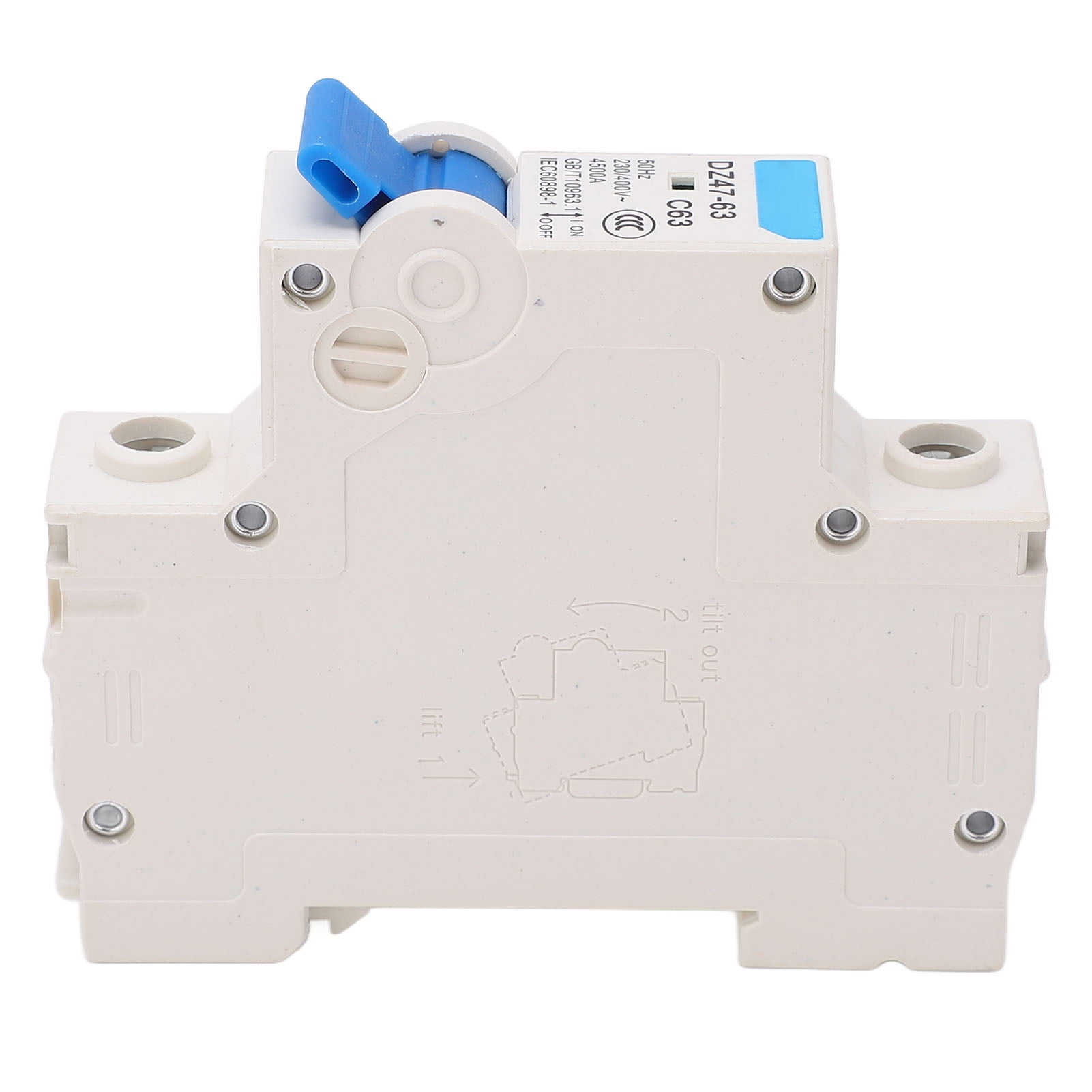 Residual Current Breakers, DIN Rail Mount 63A 4500A Breaking Capacity