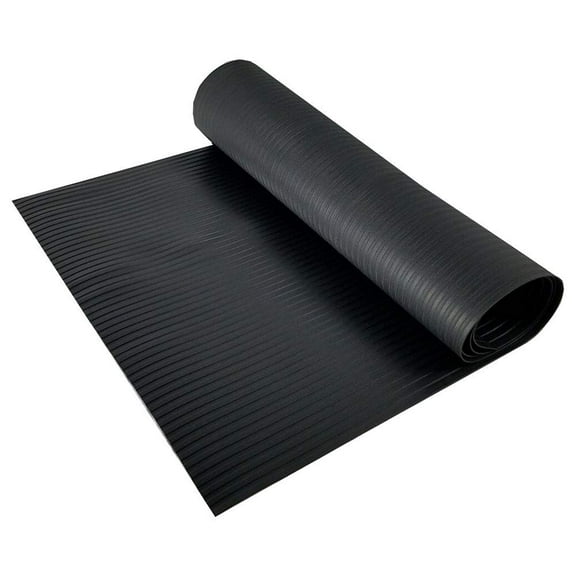 Resilia - Black Plastic Floor Runner/Protector - Embossed Wide Rib Pattern, (27 Inches Wide x 25 Feet Long)