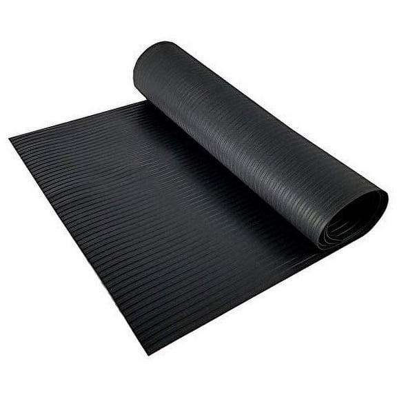 Resilia - Black Plastic Floor Runner/Protector - Embossed Wide Rib Pattern (36 Inches Wide x 6 Feet Long)