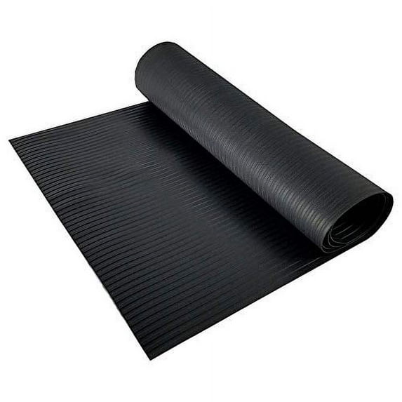 Resilia - Black Plastic Floor Runner/Protector - Embossed Wide Rib Pattern (36 Inches Wide x 6 Feet Long)