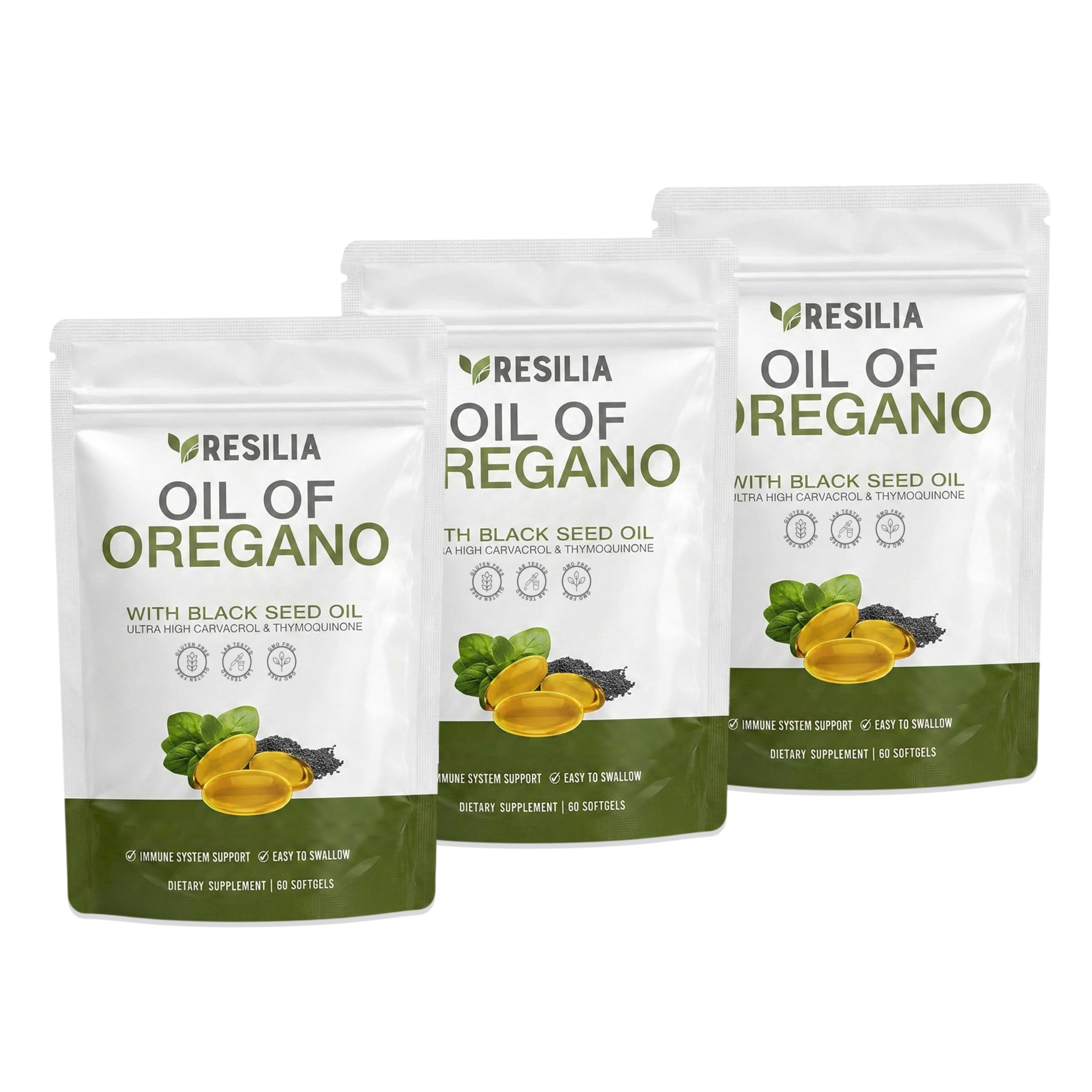 Resilia Oil of Oregano with Black Seed Oil, Oregano Oil Supplement, 60 Softgels
