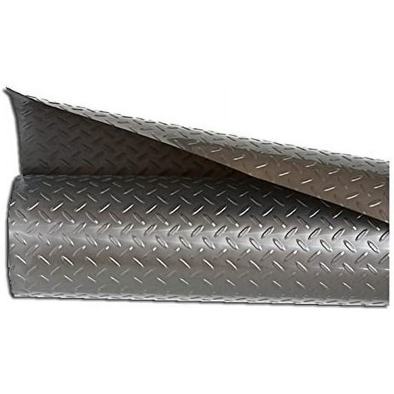 Resilia - Silver Plastic Floor Runner/Protector - Embossed Diamond Plate Pattern, (27 Inches Wide x 25 Feet Long)