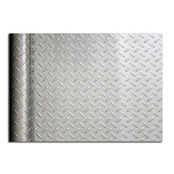 Resilia - Silver Plastic Floor Runner/Protector - Embossed Diamond Plate Pattern, (27 Inches Wide x 6 Feet Long)