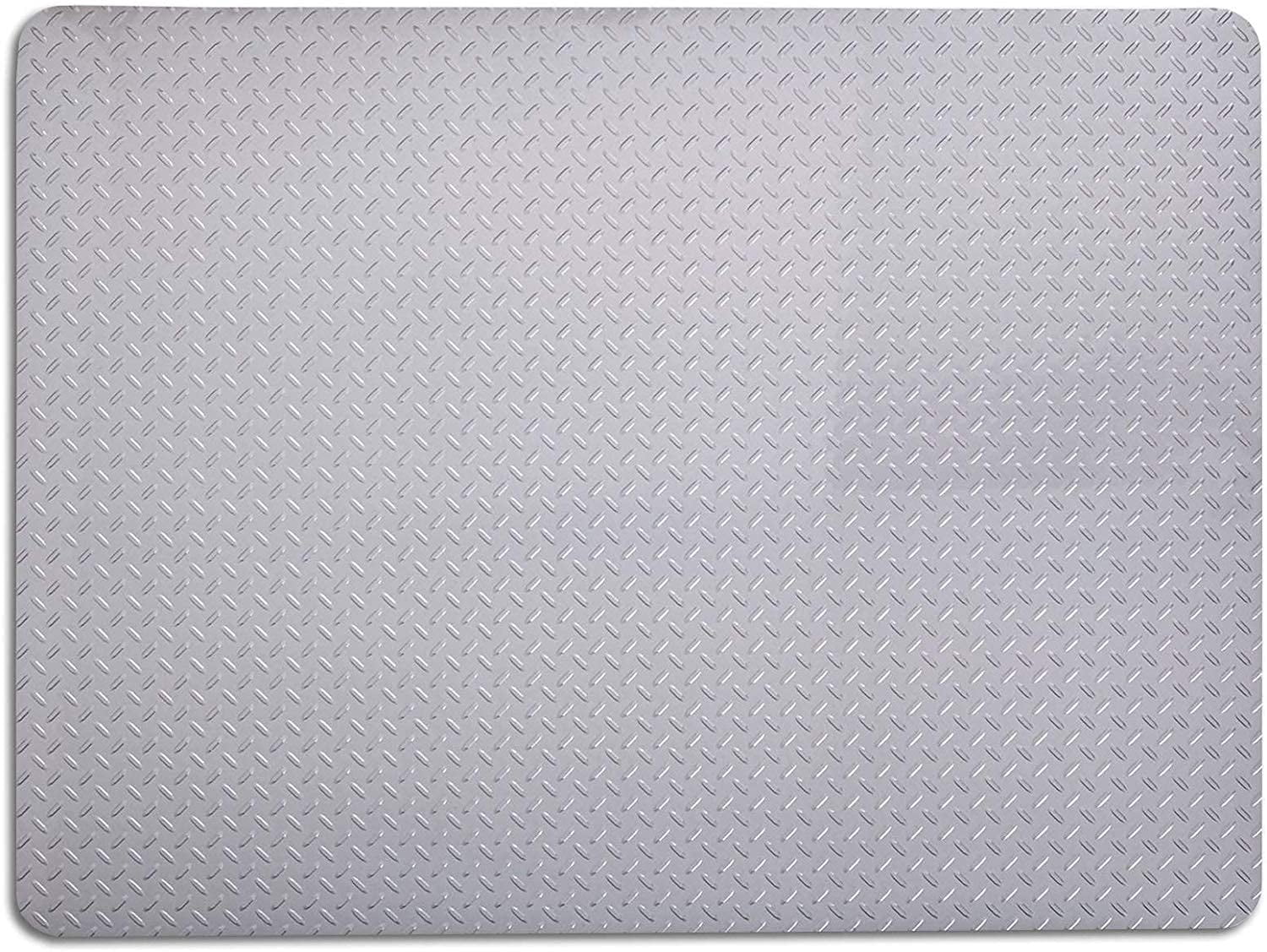 Silver Diamond Plate Heavy-Duty Grill Mat 57" x 47"