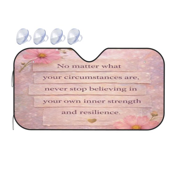 Resilience Quote Inner Strength Car Windshield Sun Shade, Foldable Front Window Sunshade Uv Block Heat Shield Reflective Sun Visor Protector For Car Truck Suv