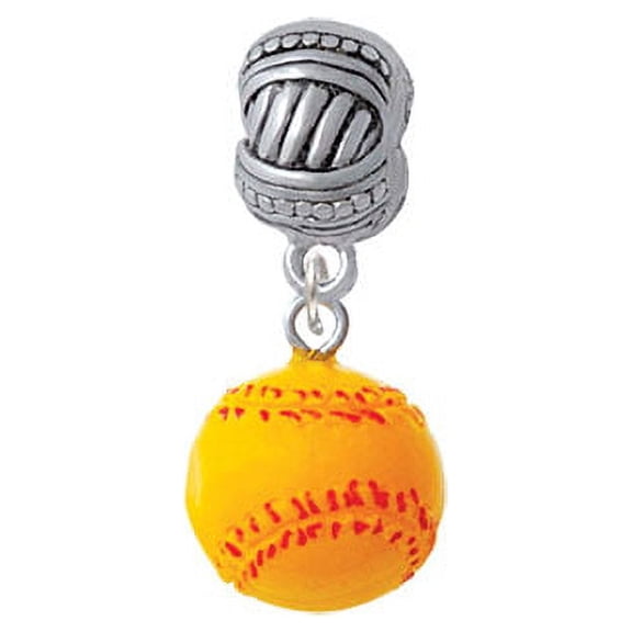 Resin 1/2" Softball - Large Rope with Cross Beads Charm Bead