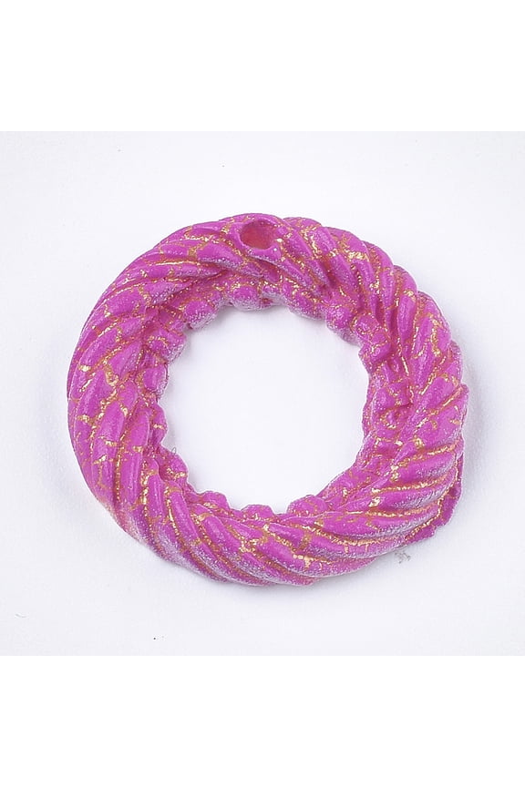 Resin 24 pc Resin Pendants Imitation Woven Rattan Pattern Ring Mixed color 24x4mm Hole: 1.6mm