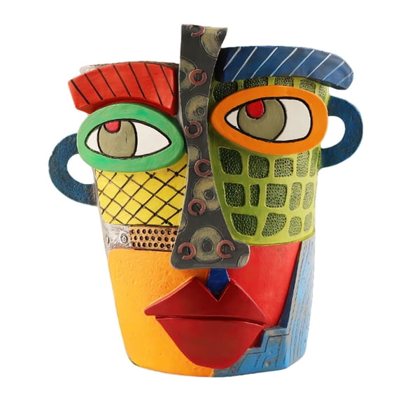 Resin Abstract Beauty Face Flower Pot Abstract Face Flower Pot Home Art Decor Decor Supplies (D)