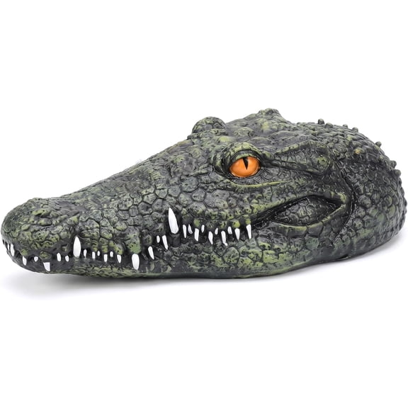 Resin Alligator Pool Float, Floating Alligator Head, White Teeth Realistic Pond & Pool Decoration for Water Features & Landscaping, (C)