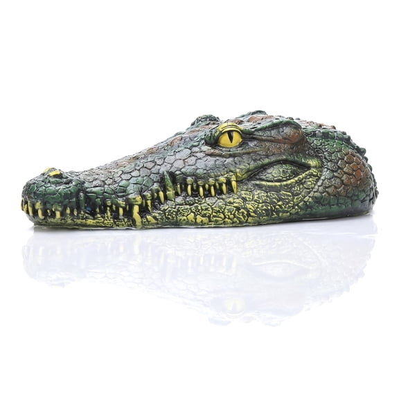 Resin Alligator Pool Float, Floating Alligator Head, Yellow Teeth | Realistic Pond & Pool Decoration for Water Features & Landscaping, (C)
