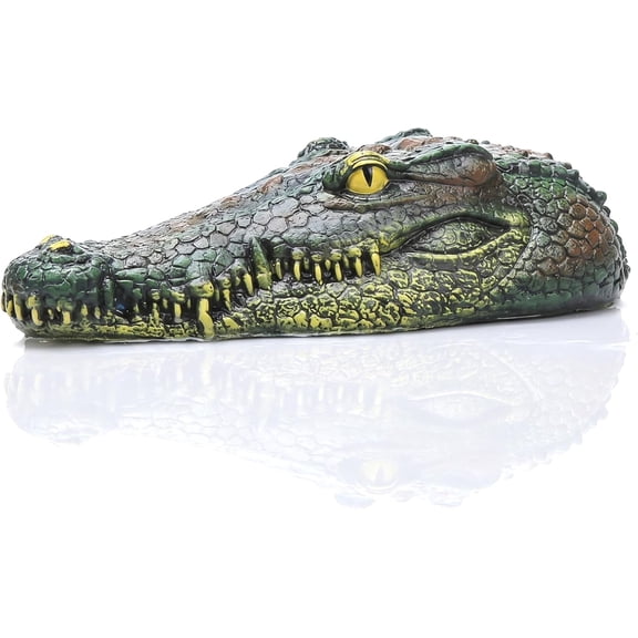 Resin Alligator Pool Float, Floating Alligator Head, Yellow Teeth | Realistic Pond & Pool Decoration for Water Features & Landscaping