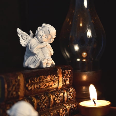 Resin Angel Figurine Garden Statue Carving Desktop Decoration for Your Family Thinking Right