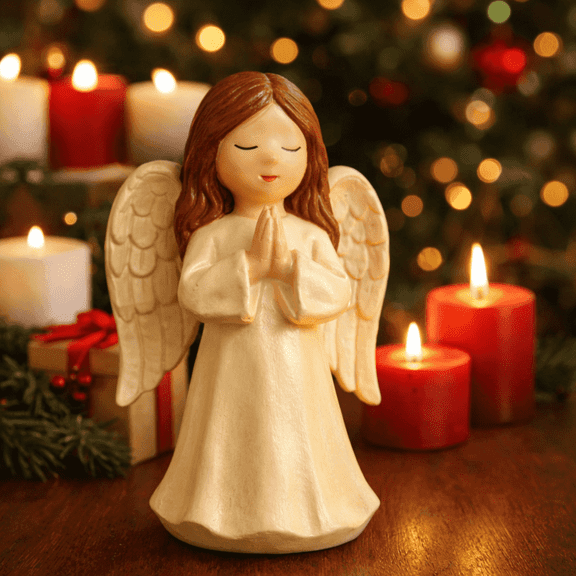 Resin Angel Figurine, Praying Angel Statue, Christmas Home Decor, 5 Inch