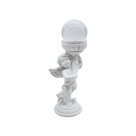 Resin Angel Figurine Roman Column Sculpture with Wings Desktop Decorative Ornament for Home Office Living Room Display