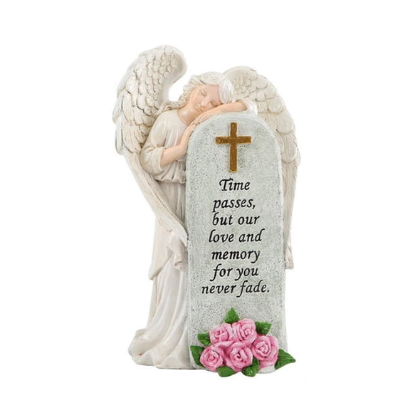 Resin Angel Memorial Garden Statue - Weatherproof Tribute Ornament for Cemetery