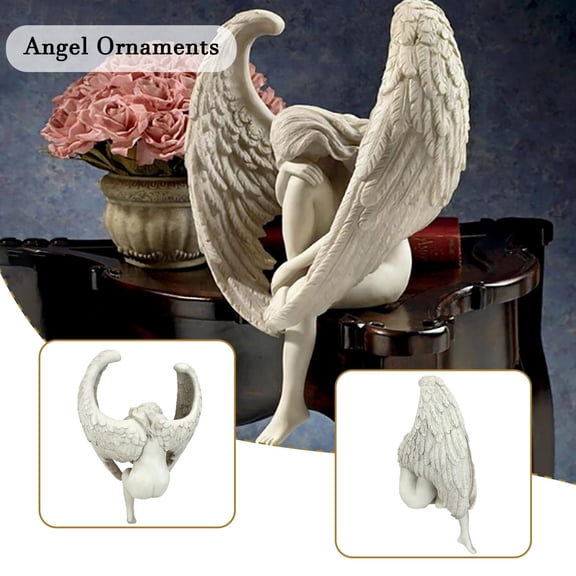 Resin Angel Statue Garden Sculptures Outdoor Guardian Angel Figurine for Patio Yard Lawn Memorial Grave Decor Honor Angels Spiritual Ornament