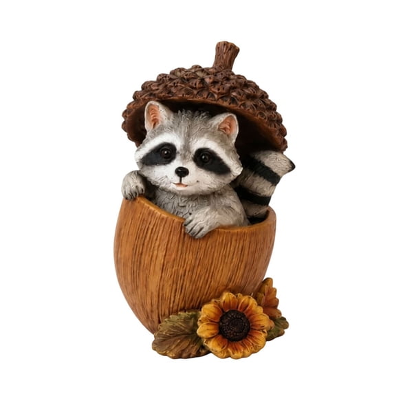 Resin Animal Figurines In Acorn Shells Autumn Harvest Tabletop Decor For Home Shelf And Mantel DisplayA-16