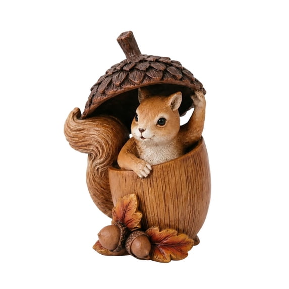 Resin Animal Figurines In Acorn Shells Autumn Harvest Tabletop Decor For Home Shelf And Mantel DisplayB-16