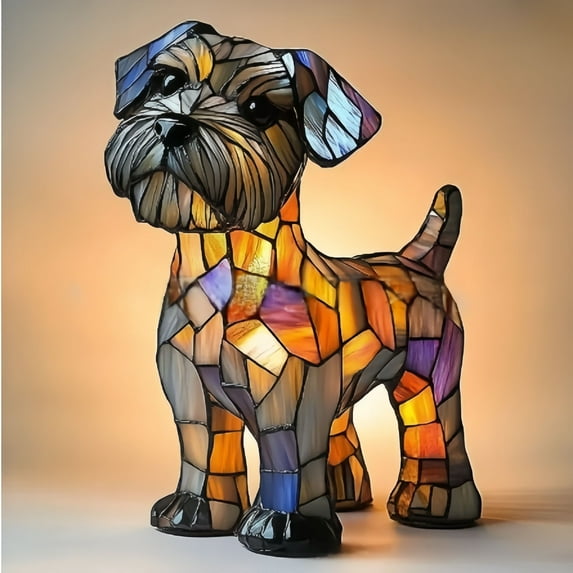 Resin Animal Series Table Lamps, Stained Glass Art Night Light, LED Tabletop Night Lights, Fun Gift for Dog Lovers, Suitable for Living Room, Bedroom, Home Office