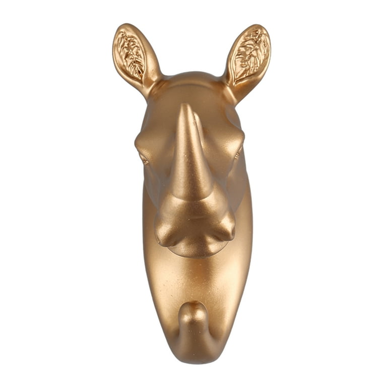 Resin Animal Shape Hook Wall Mounted Hanging Hook Decorative Hook for Coat Towel Key Golden Rhinoceros Walmart