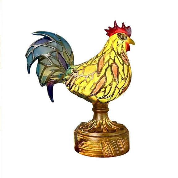 Resin Animal Tabletop Decoration Rooster Metal Art Home Desk Decor Statue 7.87 X 3.94 Inches Flat Metal Sculpture For Living Room Office