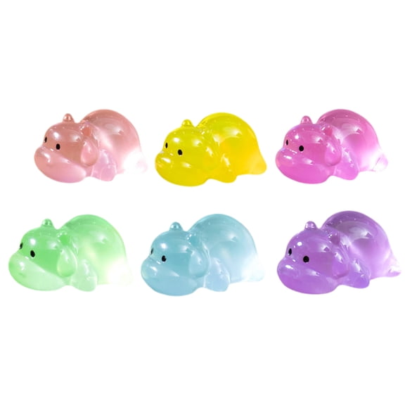 Resin Animals Mini Hippo Figurines Hippo Decor For Translucent Sleeping Hippos For Terrariums, Crafts, Fairy Gardens, And Landscapes 6 Pcs