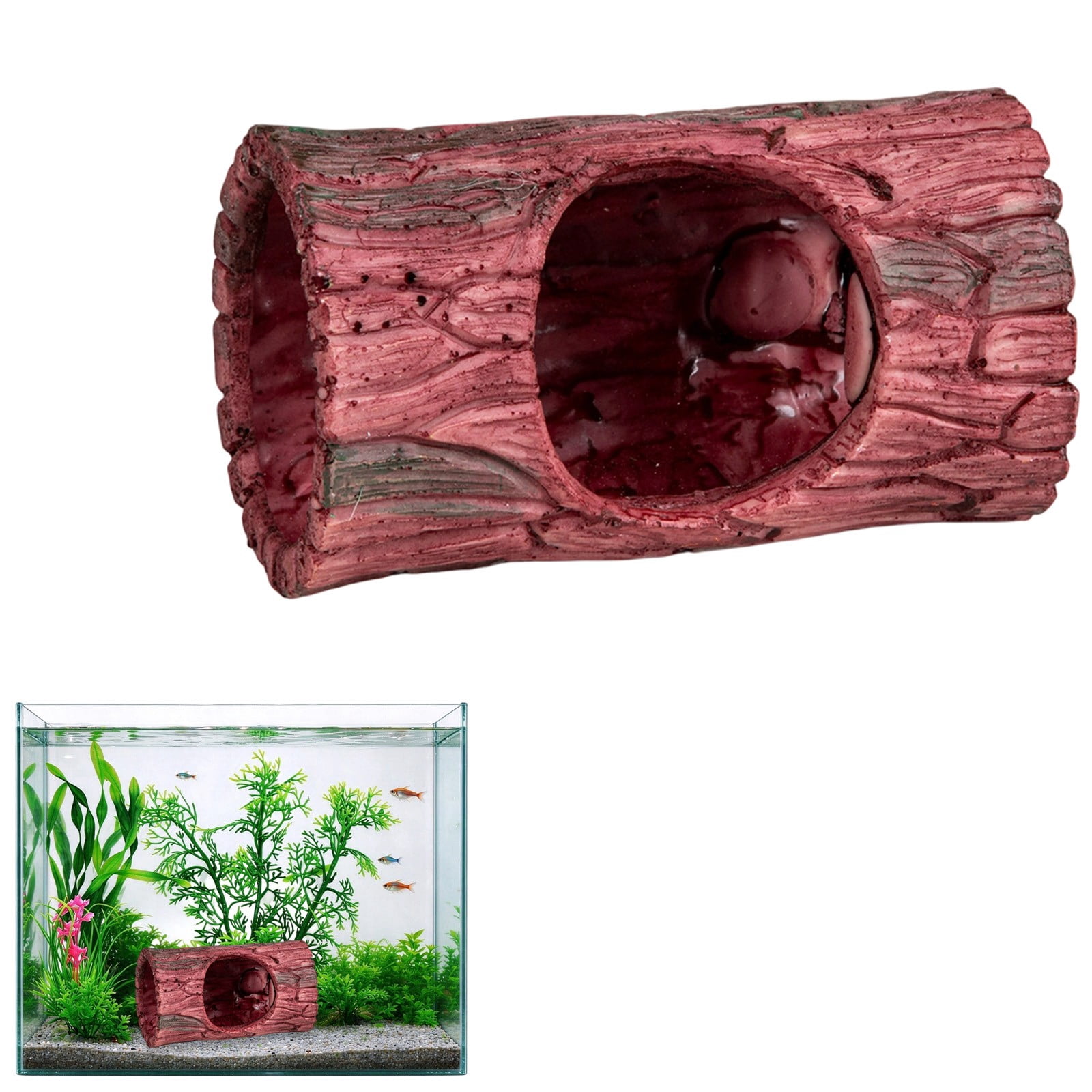 Fishbone Hollo Resin Aquarium Ornament, Hollow Tree Cave Fish Tank Decor, Betta Cave ...