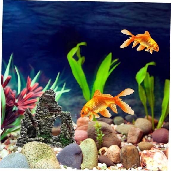 Resin Aquarium Stone Cave with Artificial Moss  Natural Rock Ornament for Fish Tank, Shrimp & Betta Hiding, Reptile Habitat Decoration, Landscape Terrain Accessory for Aquatic Decor