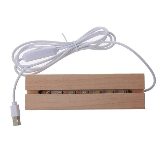 Resin Art Rectangle LED Lights Display Base Crystal Wooden Lighted Base Stand