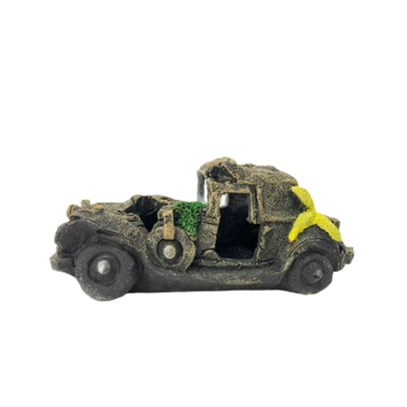 Resin Auto Wreck Aquarium Decoration,Fish Hideout Aquarium Decor,Fish Tank Landscaping for and Fresh Water Prawn, Car