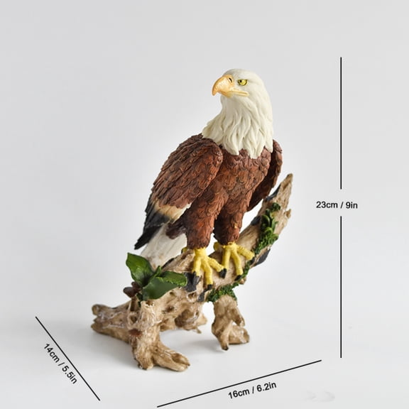 Resin Bald Eagle Perched on Branch Figurine | Elegant Eagle Home & Office Decor