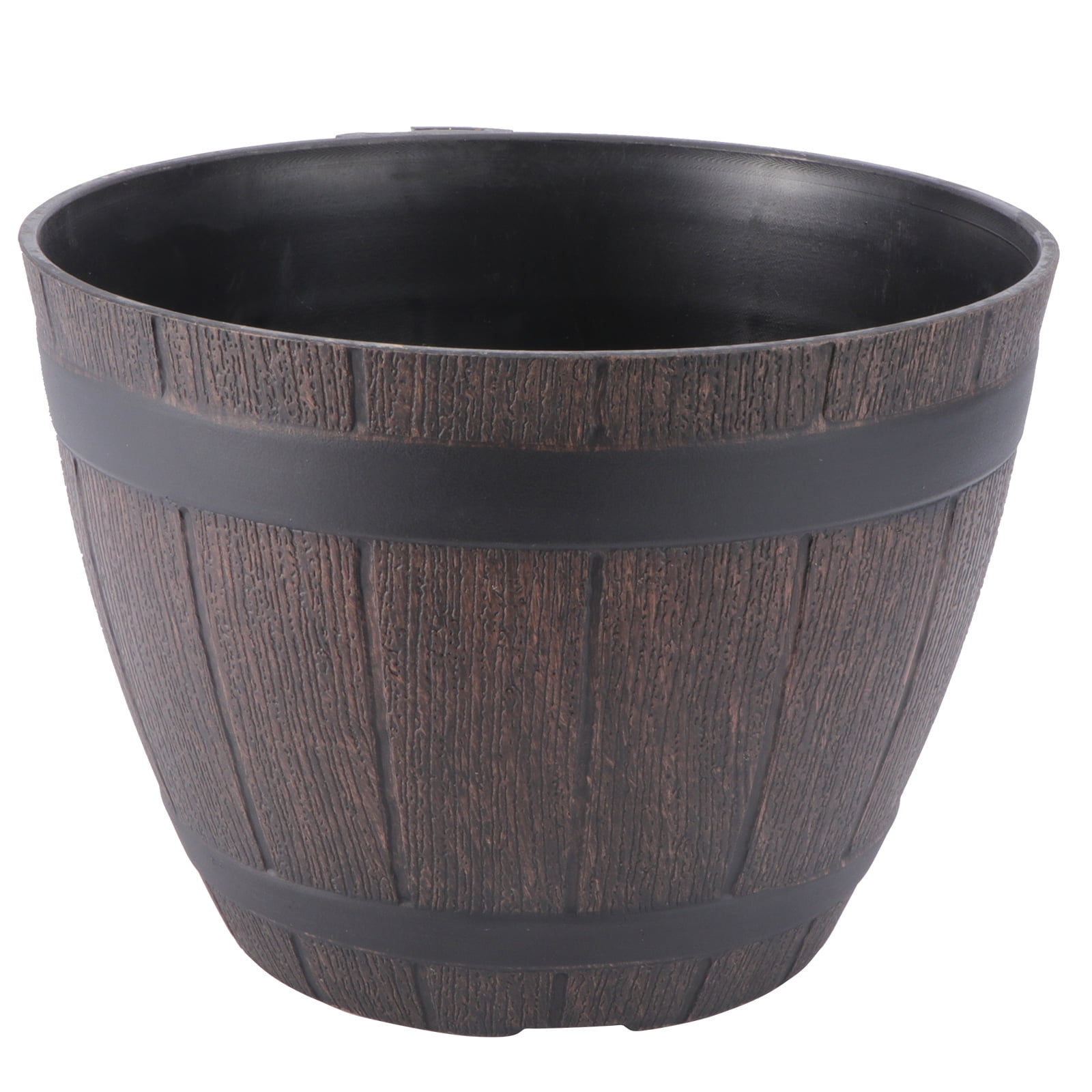 Resin Barrels Flowerpot Imitation Rattan Wooden Barrels Outdoor Bonsai Garden Floor Flower Pot