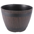 thumbnail image 1 of Resin Barrels Flowerpot Imitation Rattan Wooden Barrels Outdoor Bonsai Garden Floor Flower Pot, 1 of 9