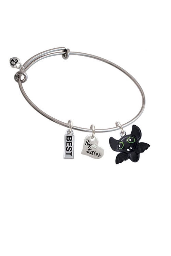 Resin Bat Buddy Big Sister Heart Expandable Bangle Bracelet