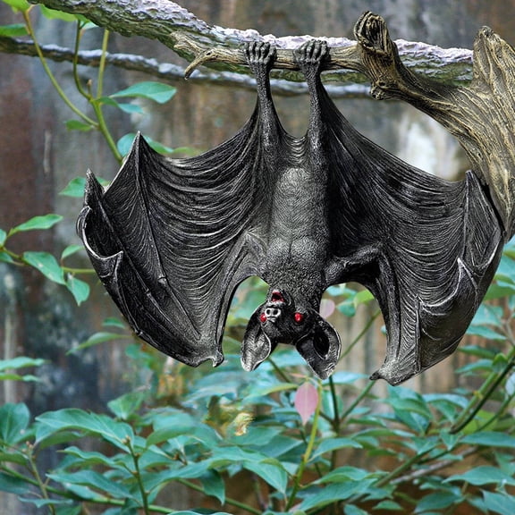 Resin Bat Hanging Ornament Gothic Handmade Figurine for Halloween Party Home Decoration 6.7*6.1 inches