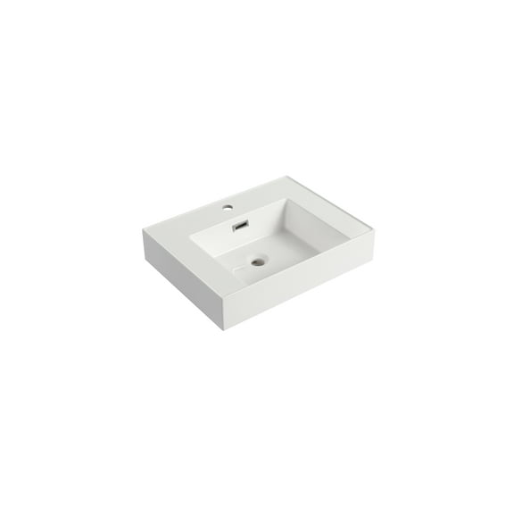 Resin Bathroom Sink - Gel Coated Vanity Basin, Modern Vessel Sink for Bathroom Countertop - Non-Porous, Easy Clean, Durable Design