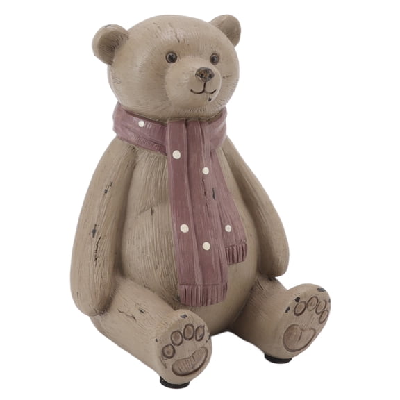 Resin Bear Statue, Decorative Scarf Bear Figurines Decor with Antislip Soft Rubber Pad Bears Lawn Figurine for Wedding Girlfriend Wife Boyfriend Friend Gift