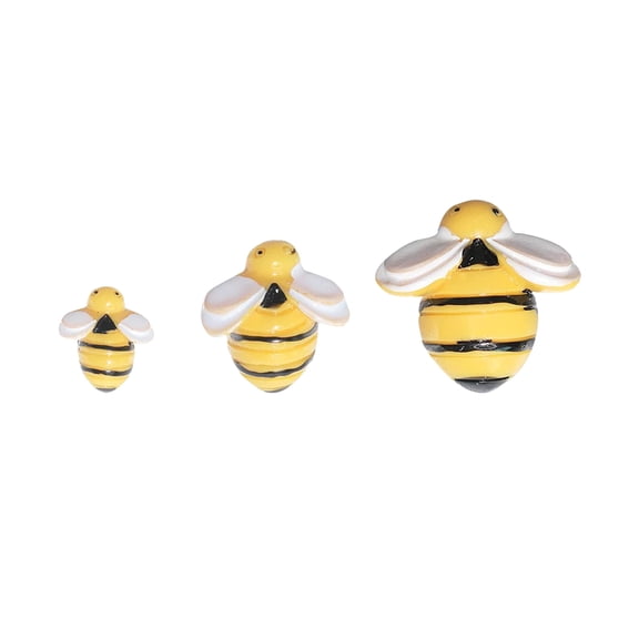 Resin Bee Figurines, 40 Piece Miniature Bees with Storage Box Set, Tiny Resin Insect Craft Embellishments for DIY Projects and Fairy Garden Decorations, Yellow