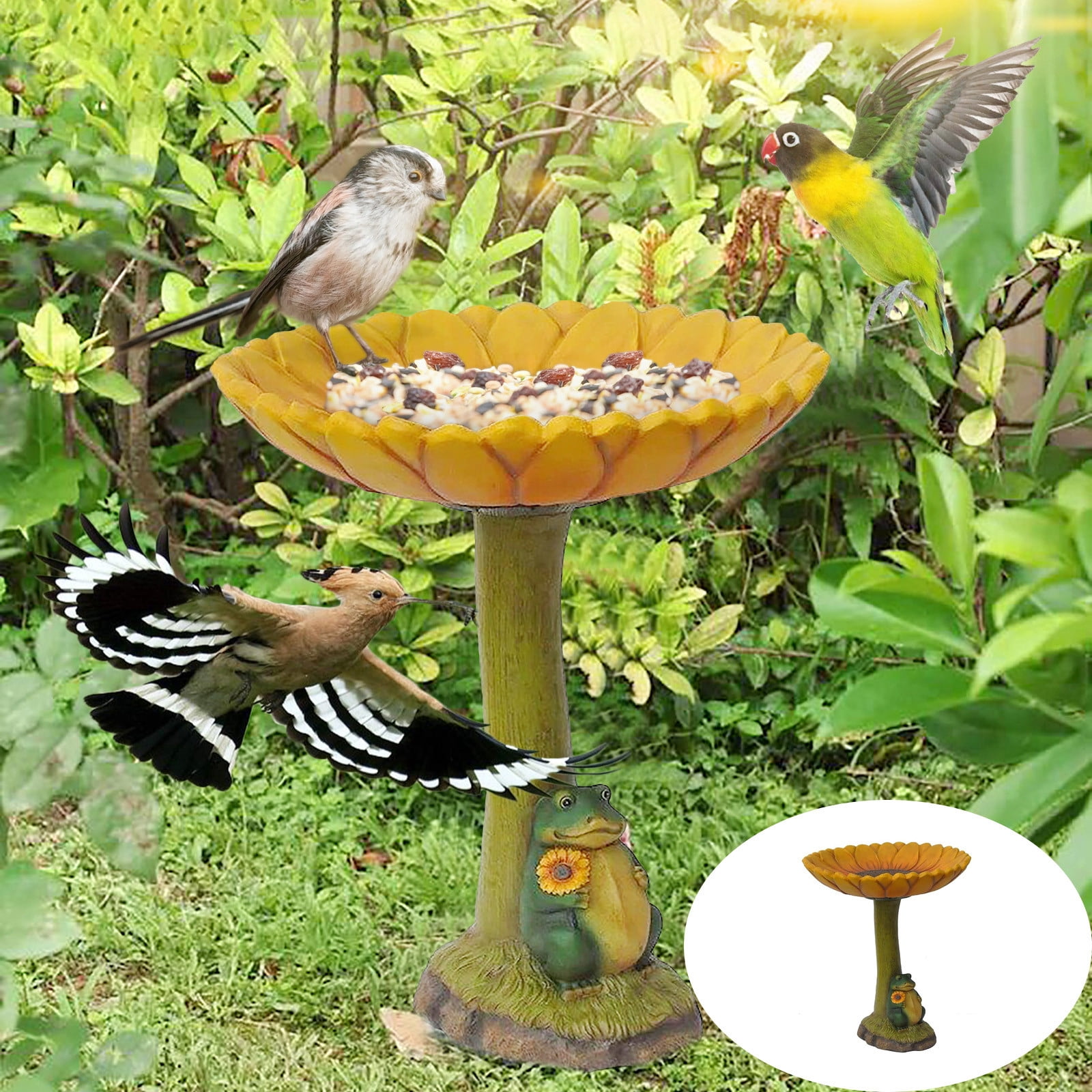 Photo inspiration: Picture Idea: Resin Bird Bath Feeder Standing Sunflower Shaped Water Bowl For