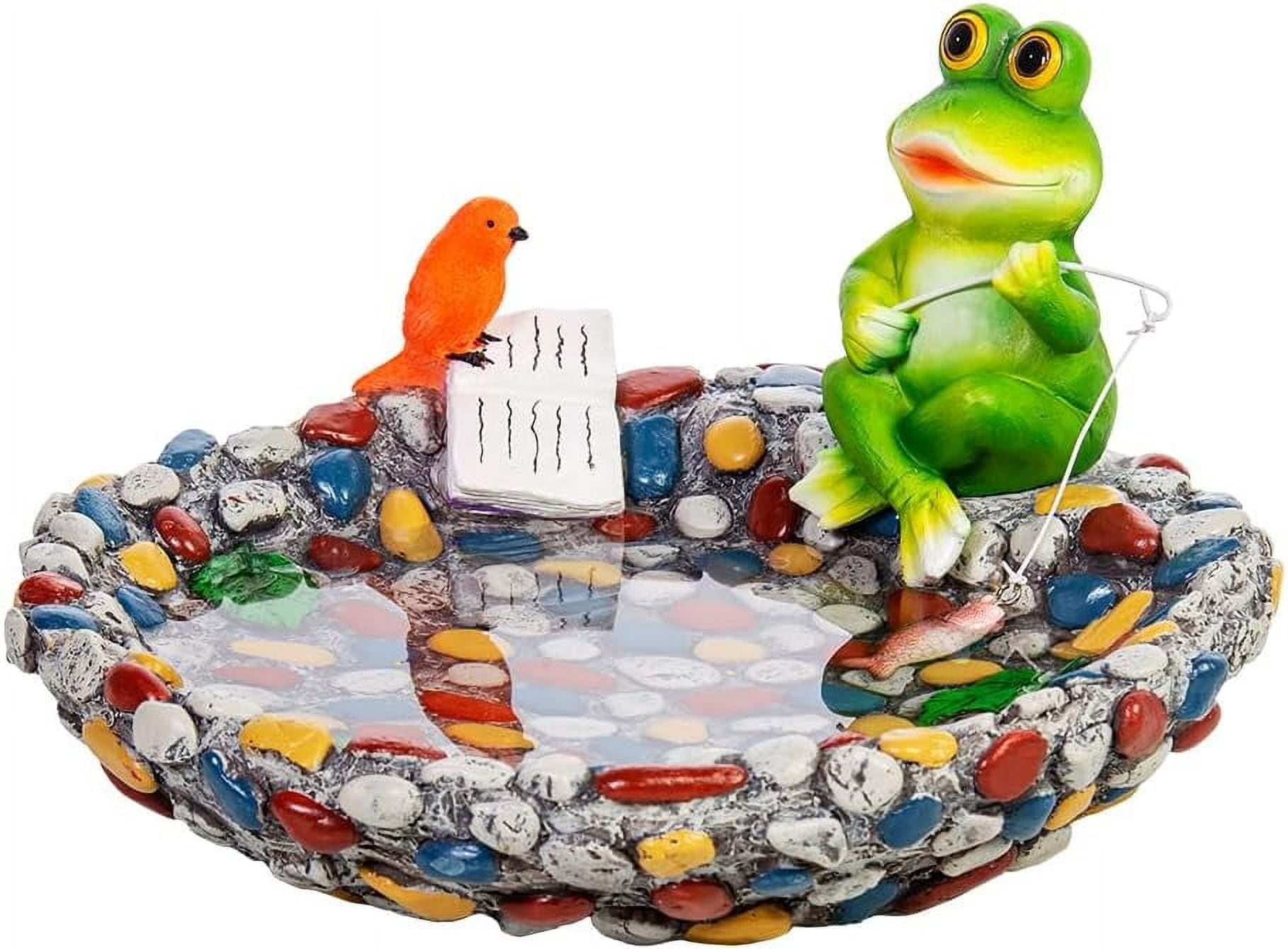 Resin Bird Bath Outdoor, 11'' Bird Baths for Outdoors with Frog Statue ...