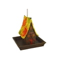 thumbnail image 1 of Resin Bird Feeder with Foliage Roof, Brow, Yellow & Red, 1 of 1